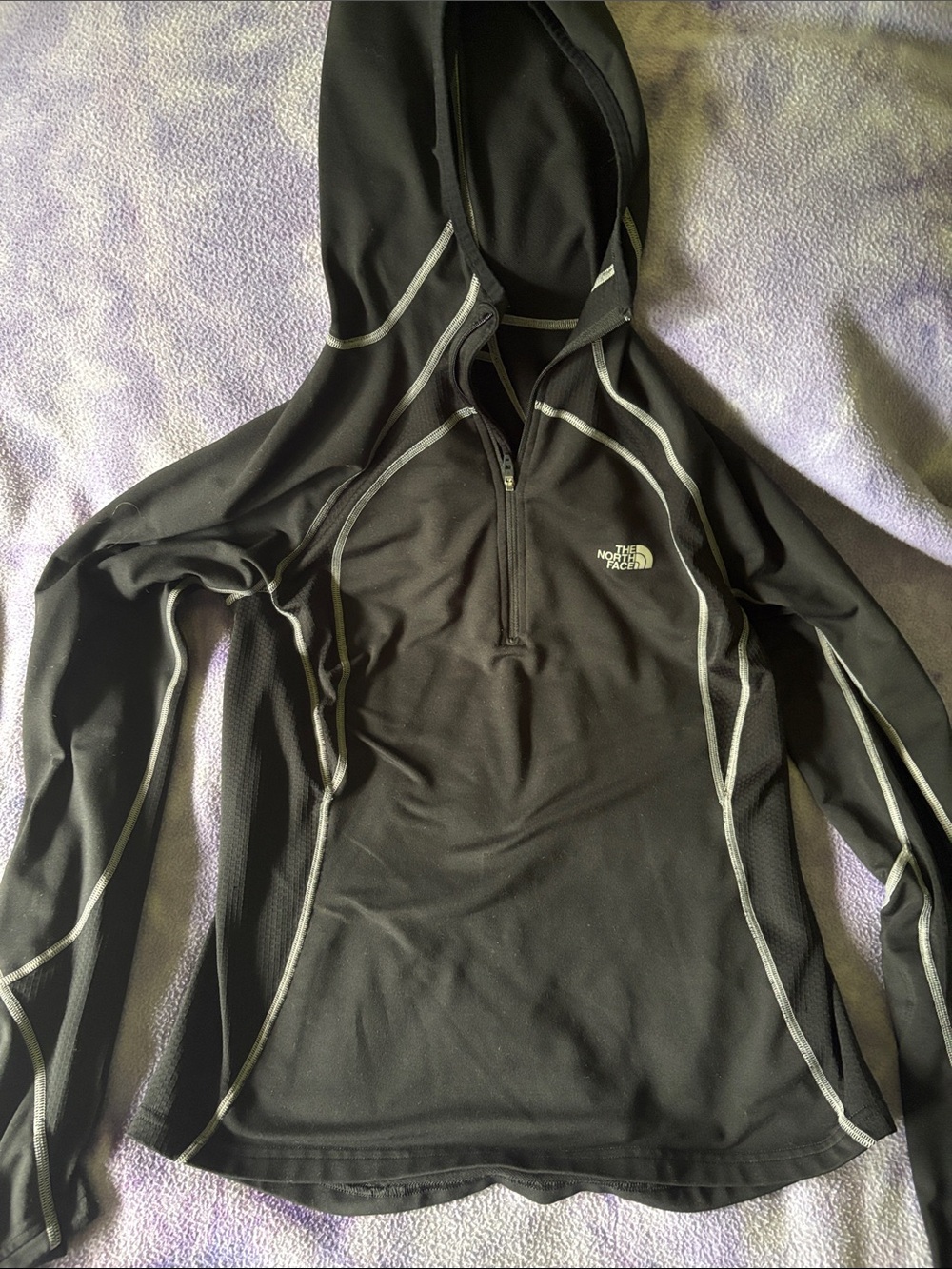 The North Face flight series vapor wick Black Hooded quarter Zip Performance Top
